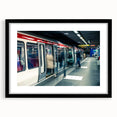 Extra large framed abstract art print of a vibrant, colorful Lyon cityscape in textured style, ideal for living room decor.