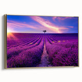 Framed canvas depicting a vintage-style landscape of Provence, France, with muted earth tones, ideal for bedroom wall art.