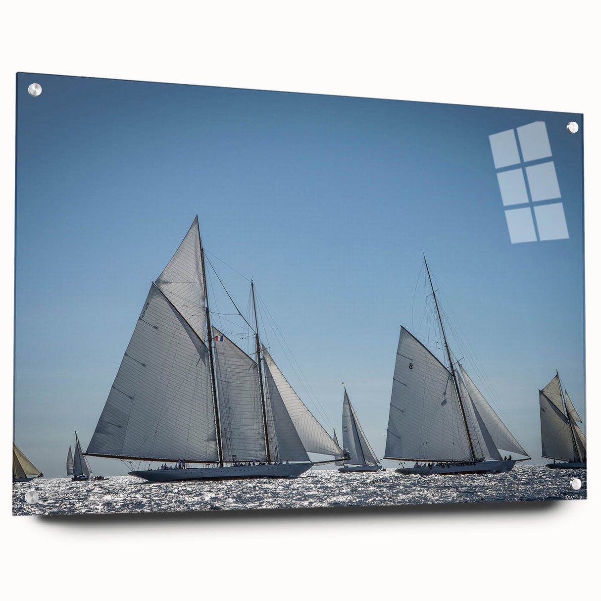 Acrylic print of a panoramic European scenery in pastel colors, ideal for dining room decor.