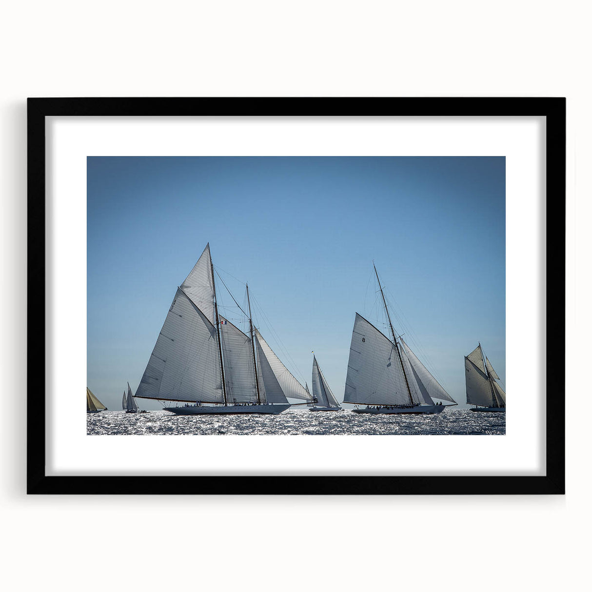 Extra large abstract art print featuring vibrant, colorful textured scenery of Southern France, framed in black.