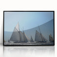 Large abstract wall art depicting a vibrant European landscape in mid-century modernist style on a black framed acrylic.