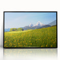Large abstract wall art depicting a Bavarian landscape in muted earth tones on a framed acrylic.