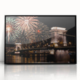 Large abstract wall art depicting a European cityscape in muted gray and blue tones on a framed acrylic panel.