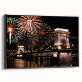 Black and white vintage poster art of a Hungarian landscape on framed canvas, suitable for bedroom decor.