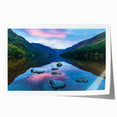 Rolled print of a European Irish landscape in soft green and blue tones, ideal for art wall dining room.