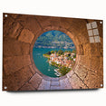 Acrylic print of Lake Como with soft, warm hues, ideal for enhancing dining room ambiance.
