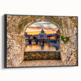 Black and white framed canvas of Rome landscape with vintage poster style, ideal for bedroom wall art.