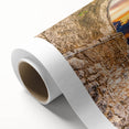 Art Deco poster of Rome with muted earth tones on rolled canvas, ideal for nursery wall art or dining room ambiance.