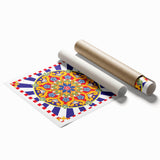Rolled print of Sicilian landscape with vibrant floral elements, ideal for classy bathroom wall art.