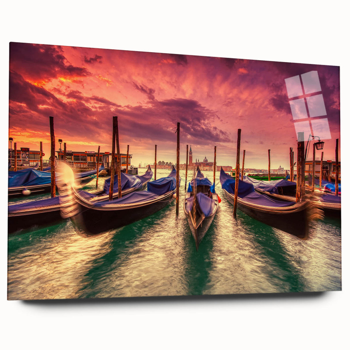 Acrylic print of Venice scenery in muted watercolor tones, suitable for bedroom or dining room art.