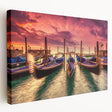 Venice canal scene in muted earth tones on a large stretched canvas, suitable for kitchen wall art.