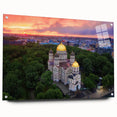 Acrylic print of a European scenery in Latvia, featuring muted earth tones, ideal for dining room decor.