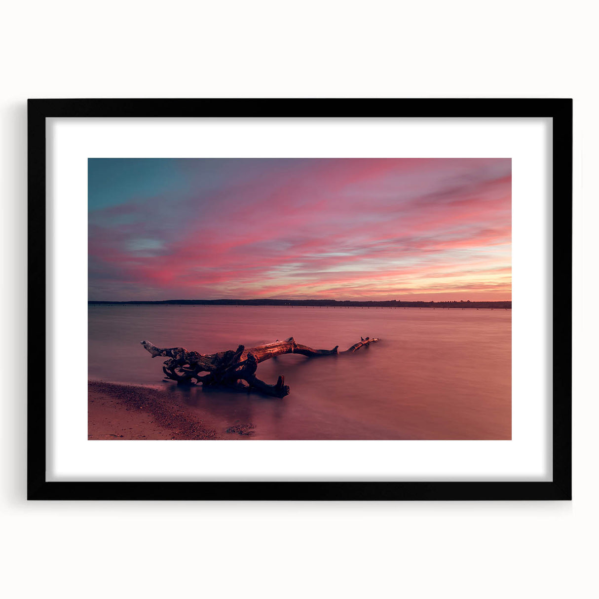 Extra large abstract art print of a colorful European scenery, textured style on a framed black mat.