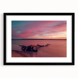 Extra large abstract art print of a colorful European scenery, textured style on a framed black mat.