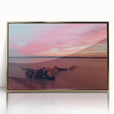 Art deco poster of a European Lithuania scenery in muted gold tones on a framed acrylic, ideal for modern art wall decor.