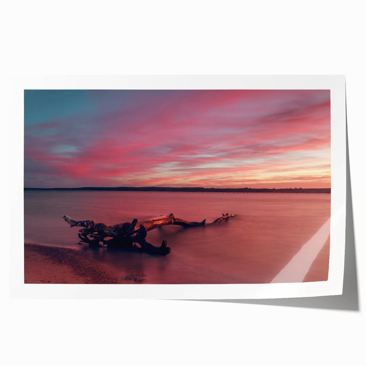 Rolled print of a serene Lithuanian landscape with soft pastel colors, ideal for dining room wall art.