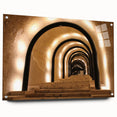 Acrylic glass print of a European Malta landscape in muted earth tones, suitable for bedroom or dining room decor.