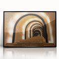 Large abstract wall art featuring a European Malta scenery in muted earth tones on a framed acrylic.