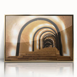 Art deco poster of Malta scenery in gold and blue tones on framed acrylic, suitable for modern art wall decor.