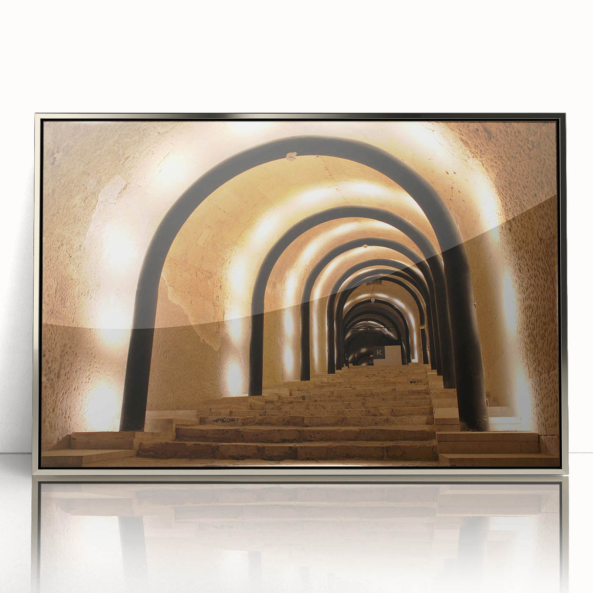 Large art print of a European Malta scenery in muted earth tones on a framed acrylic, ideal for modern art wall decor.