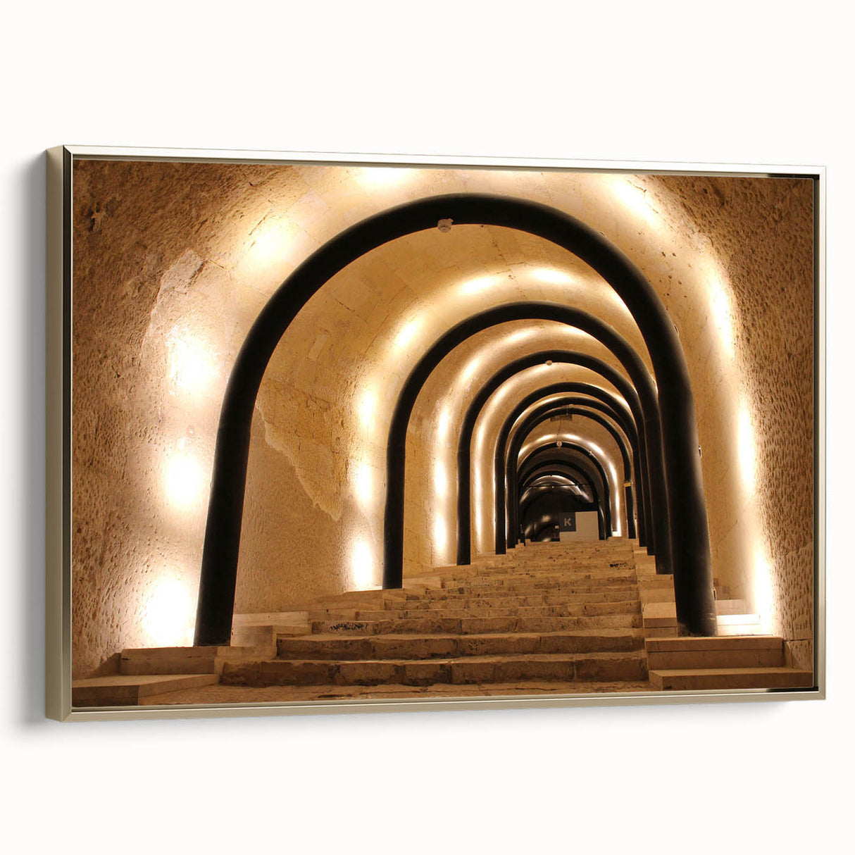 Framed canvas landscape painting of Malta with vintage poster art style and black border, ideal for bedroom wall decor.