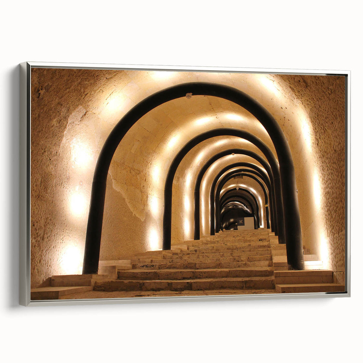 Landscape art painting of Malta on framed canvas, showcasing vintage poster style in colorful and black tones.