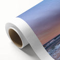 Art deco poster of a European scenery in muted pastel colors on rolled canvas, ideal for nursery wall art.