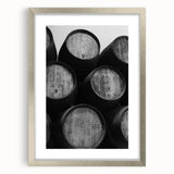 Extra large abstract art print of Porto scenery in textured style, displayed in a silver frame with mat.