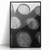 Large abstract wall art depicting Porto's riverfront in muted blue and gray tones on a black framed acrylic.