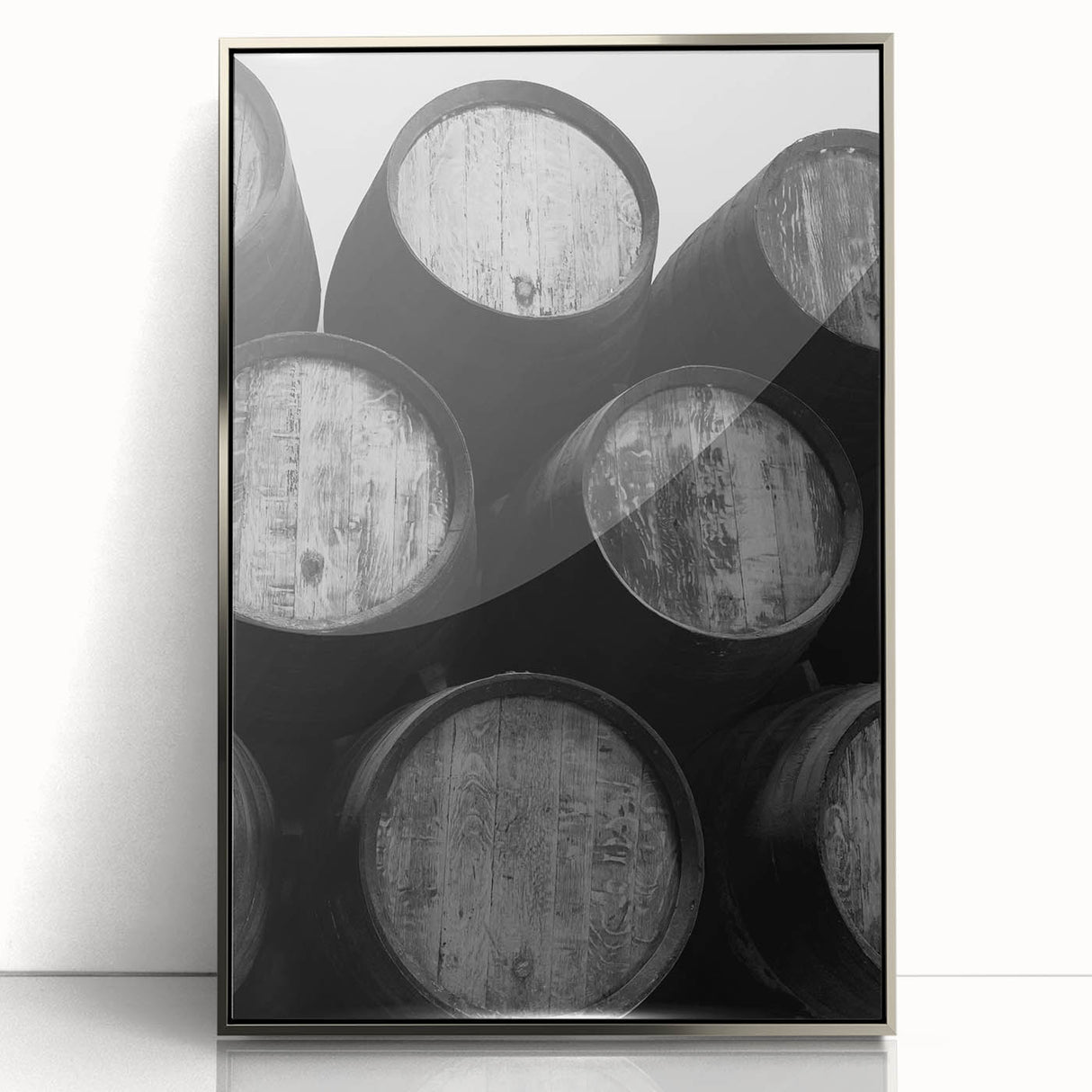 Large acrylic print of Porto scenery with silver frame, featuring mid-century modernist style.