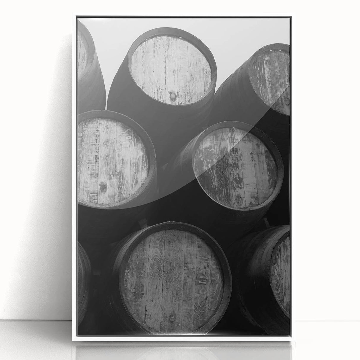 Mid-century modernist art depicting the Porto skyline in Portugal, rendered in acrylic on a white-framed canvas.
