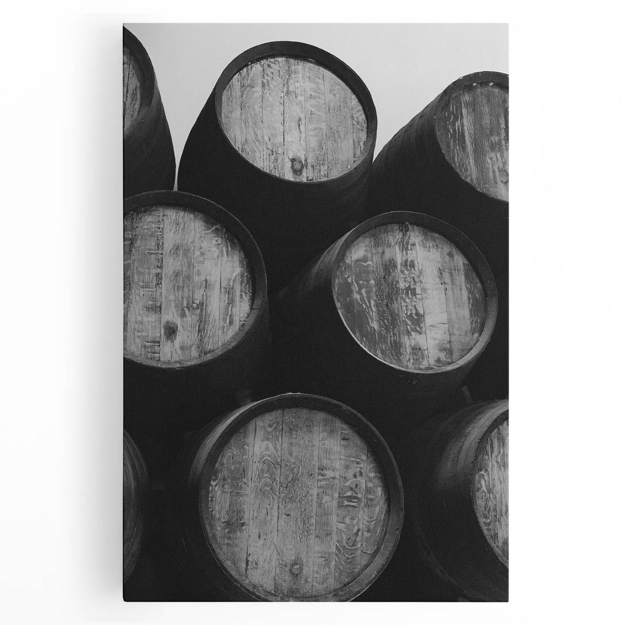 Black and white stretched canvas of Porto, Portugal with a panoramic view, ideal for kitchen wall art.
