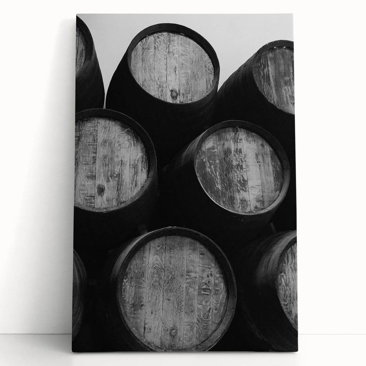 Black and white stretched canvas of Porto, Portugal skyline, ideal for kitchen wall art.