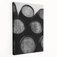 Side view of a stretched canvas featuring a scenic Porto landscape in soft earth tones, ideal for kitchen wall art.