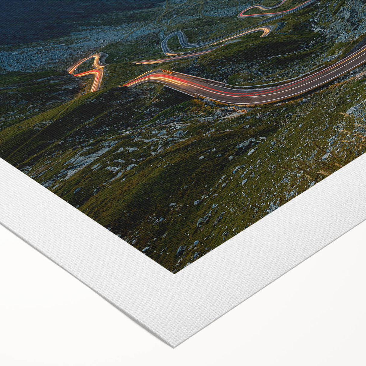 Art deco poster of a Romanian landscape in muted earth tones on rolled canvas, suitable for dining room decor.