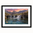 Abstract art print of a textured, colorful Scottish landscape on a large framed canvas, ideal for living room decor.