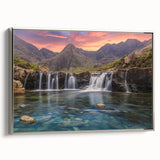 Landscape art painting of a Scottish scenery on framed canvas, featuring muted earth tones, ideal for living room décor.