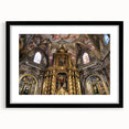 Extra large abstract art print of vibrant, colorful Valencia scenery on textured canvas, framed in black.