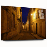 Large abstract wall art of Stockholm scenery in muted blue and gray tones on acrylic glass.