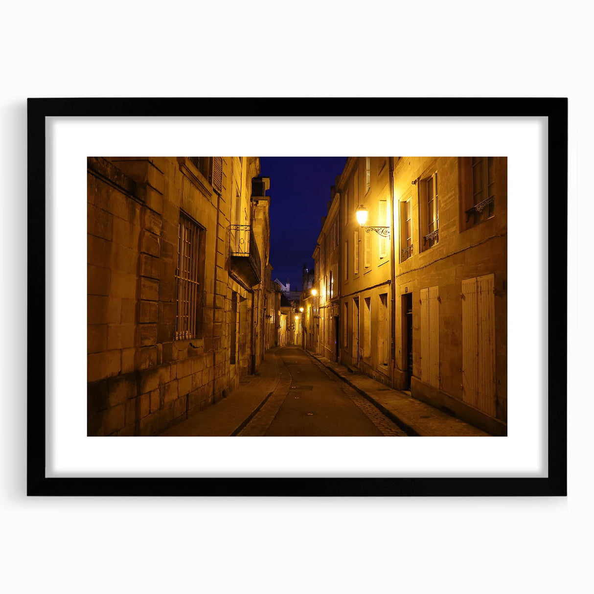 Extra large abstract art print featuring a colorful, textured depiction of Stockholm's cityscape on a black framed canvas.