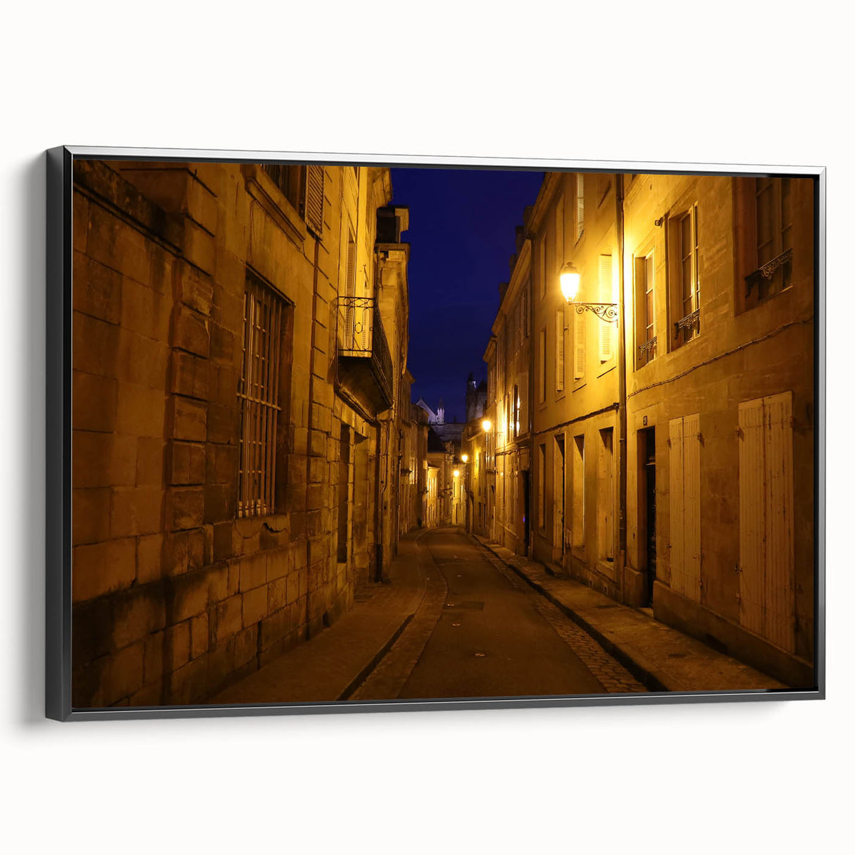 Black and white framed canvas of Stockholm landscape in vintage poster style, ideal for bedroom decor.
