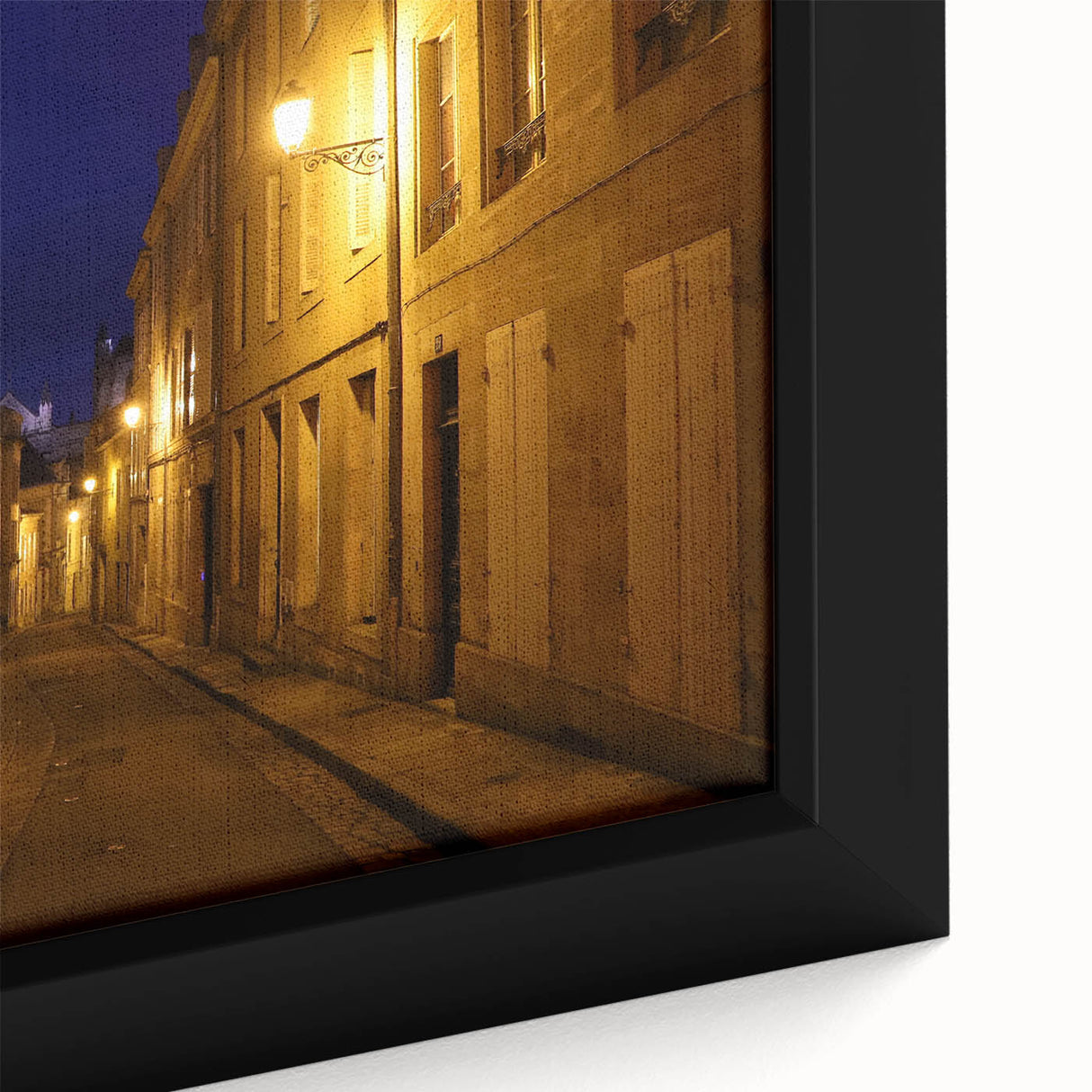 Extra large framed canvas of a textured Stockholm scenery in black with colorful accents, suitable for living room decor.