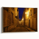 Framed canvas of a vintage-style Stockholm landscape in black and gold, ideal for bedroom wall art.