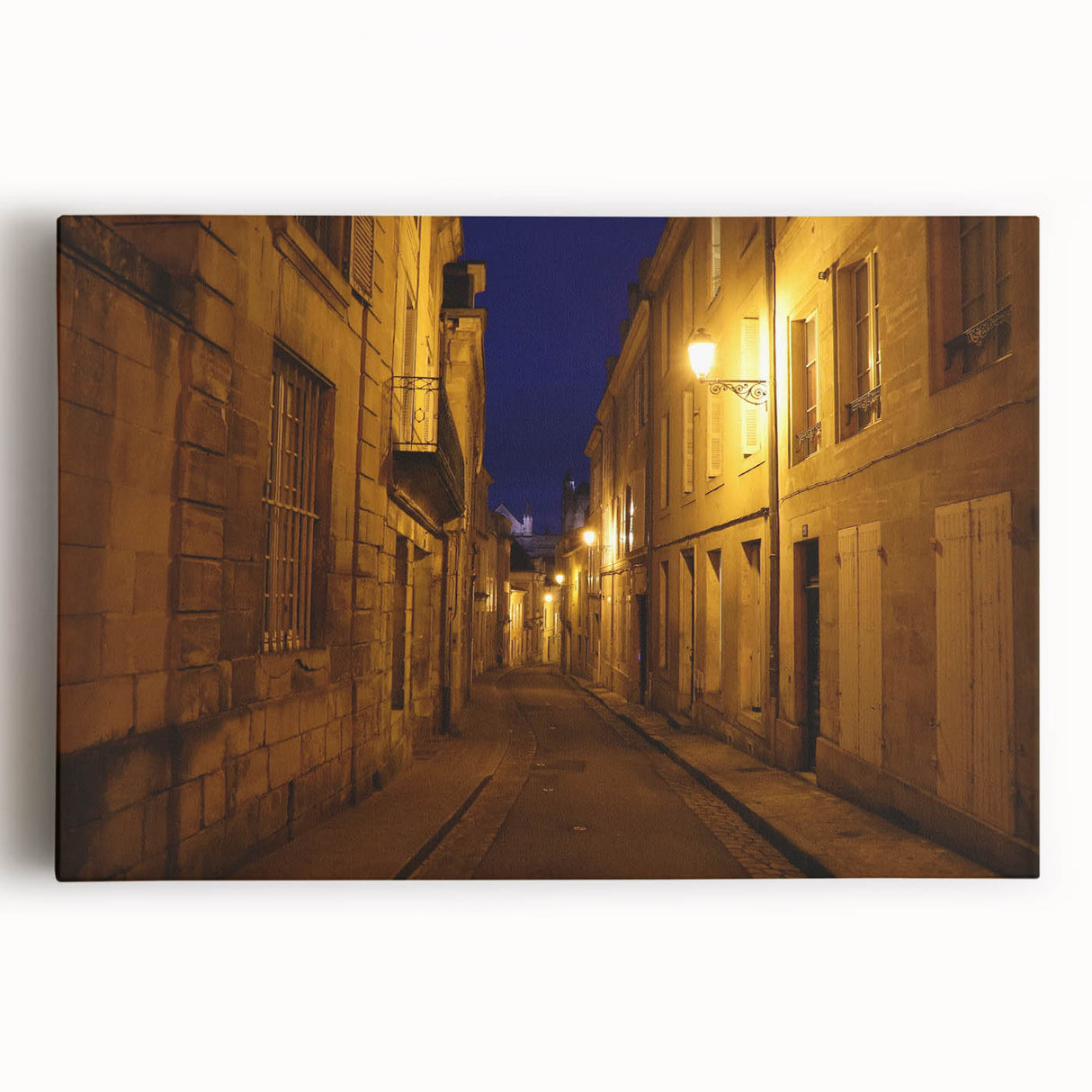 Black and white large art print of Stockholm skyline on stretched canvas, suitable for kitchen wall art.