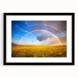 Extra large abstract art print depicting colorful, textured scenery of Europe, framed in black, ideal for living room decor.