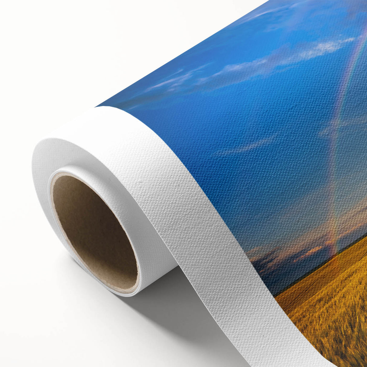 Art deco poster of a serene Ukrainian landscape in pastel shades on rolled canvas, ideal for nursery wall art.