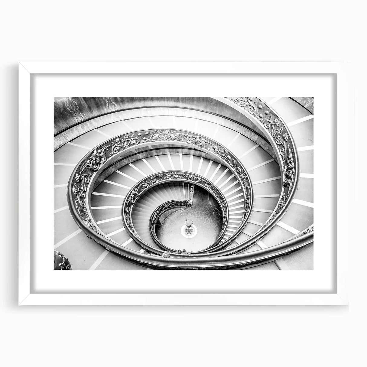 Abstract art print of the Vatican with muted earth tones on a framed white mat, suitable for dining room decor.