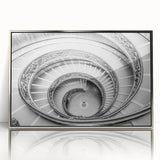 Mid-century modernist art of the Vatican scenery in muted earth tones on a silver-framed acrylic print.