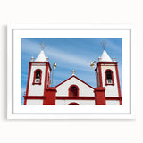 Abstract art print depicting the Baja California scenery in muted earth tones on a framed white mat.
