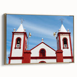 Framed canvas featuring a vintage-style landscape painting of Baja California, with muted earth tones.